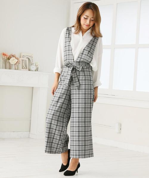 Doula Doula（ドゥーラドゥーラ）の「チェック柄ワイドサロペット（サロペット/オーバーオール・レディース・ダークグレー/ライトグレー・M/L）」の15枚目の写真