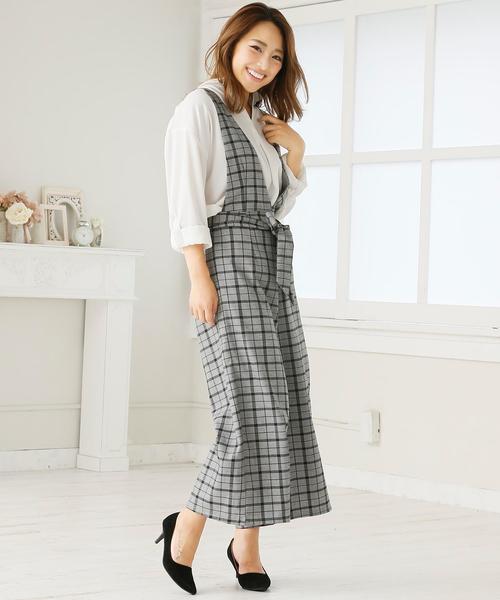 Doula Doula（ドゥーラドゥーラ）の「チェック柄ワイドサロペット（サロペット/オーバーオール・レディース・ダークグレー/ライトグレー・M/L）」の16枚目の写真