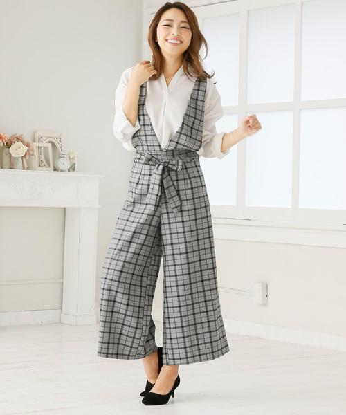 Doula Doula（ドゥーラドゥーラ）の「チェック柄ワイドサロペット（サロペット/オーバーオール・レディース・ダークグレー/ライトグレー・M/L）」の17枚目の写真
