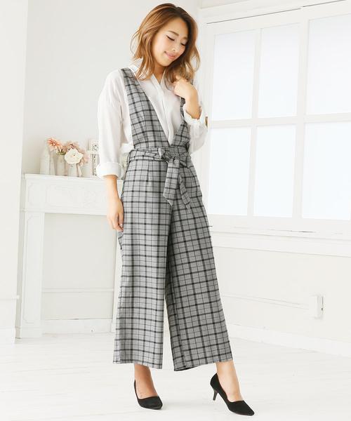 Doula Doula（ドゥーラドゥーラ）の「チェック柄ワイドサロペット（サロペット/オーバーオール・レディース・ダークグレー/ライトグレー・M/L）」の18枚目の写真