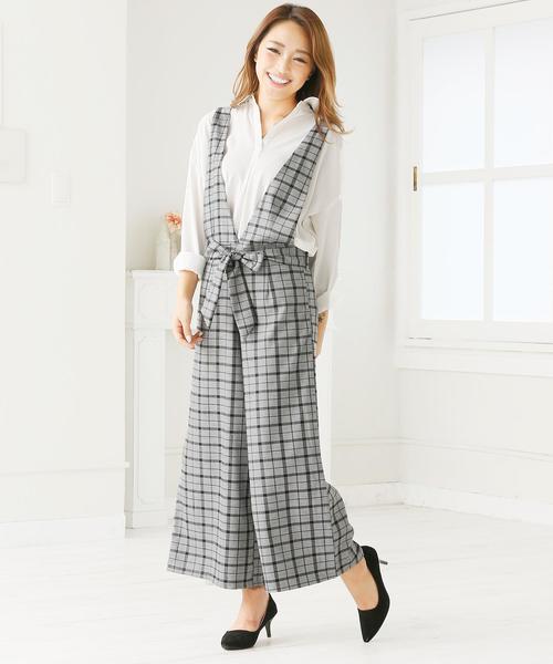 Doula Doula（ドゥーラドゥーラ）の「チェック柄ワイドサロペット（サロペット/オーバーオール・レディース・ダークグレー/ライトグレー・M/L）」の19枚目の写真