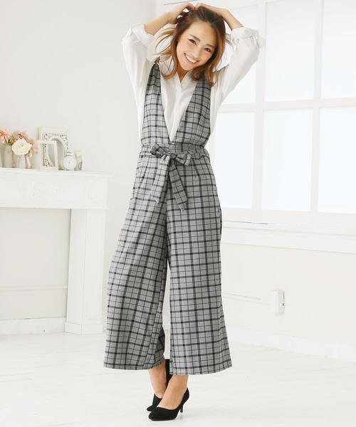 Doula Doula（ドゥーラドゥーラ）の「チェック柄ワイドサロペット（サロペット/オーバーオール・レディース・ダークグレー/ライトグレー・M/L）」の20枚目の写真