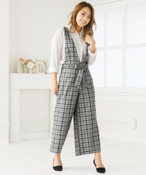 Doula Doula（ドゥーラドゥーラ）の「チェック柄ワイドサロペット（サロペット/オーバーオール・レディース・ダークグレー/ライトグレー・M/L）」の21枚目の写真