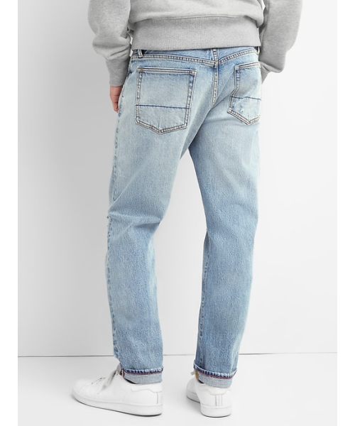 GAP（ギャップ）の「Cone Denim スリムフィット ダメージジーンズ（Gapflex）（デニムパンツ・メンズ・ライトインディゴブルー・29W 30L/30W 30L/33W 32L/34W 32L/36W 32L/31W 30L/32W 30L/31W 32L/32W 32L/28W 30L）」の2枚目の写真