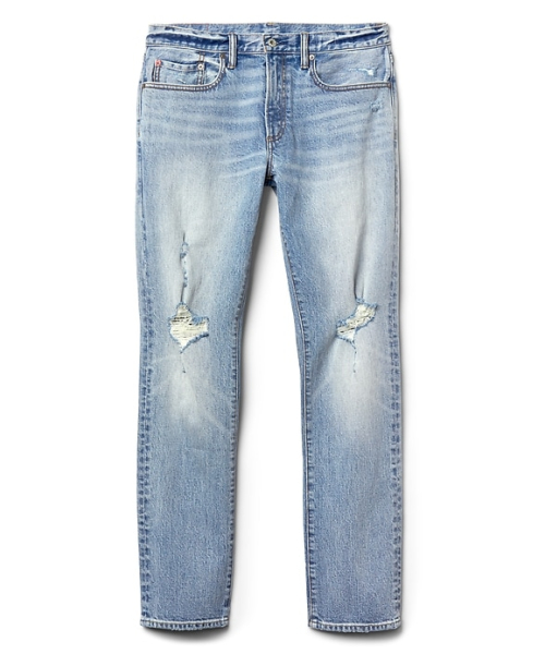 GAP（ギャップ）の「Cone Denim スリムフィット ダメージジーンズ（Gapflex）（デニムパンツ・メンズ・ライトインディゴブルー・29W 30L/30W 30L/33W 32L/34W 32L/36W 32L/31W 30L/32W 30L/31W 32L/32W 32L/28W 30L）」の5枚目の写真