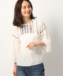 GLOBAL WORK | シシュウソデフレアブラウス8分袖/776436(シャツ/ブラウス)