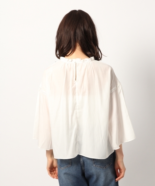 GLOBAL WORK（グローバルワーク）の「シシュウソデフレアブラウス8分袖/776436（シャツ/ブラウス・レディース・ホワイト/ネイビー/イエロー・MEDIUM/LARGE）」の4枚目の写真