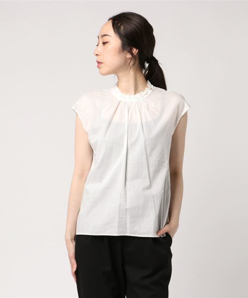 N.（N. Natural Beauty Basic）（エヌエヌナチュラルビューティーベーシック）の「ボイルローンギャザーネックブラウス（シャツ/ブラウス・レディース・ホワイト/ブラウン/イエロー/ネイビー・MEDIUM）」の7枚目の写真