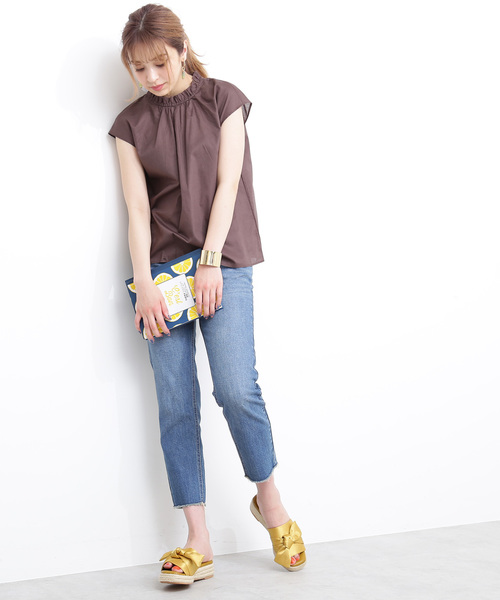 N.（N. Natural Beauty Basic）（エヌエヌナチュラルビューティーベーシック）の「ボイルローンギャザーネックブラウス（シャツ/ブラウス・レディース・ホワイト/ブラウン/イエロー/ネイビー・MEDIUM）」の13枚目の写真