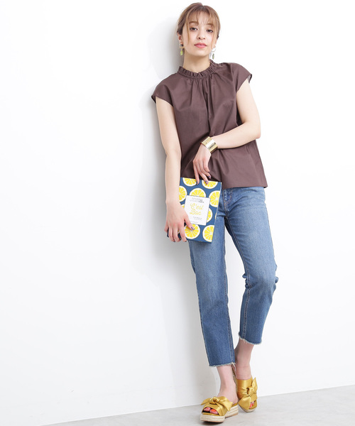 N.（N. Natural Beauty Basic）（エヌエヌナチュラルビューティーベーシック）の「ボイルローンギャザーネックブラウス（シャツ/ブラウス・レディース・ホワイト/ブラウン/イエロー/ネイビー・MEDIUM）」の14枚目の写真