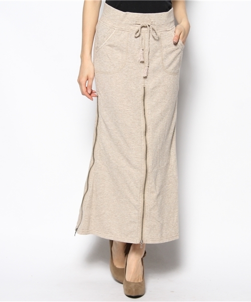 goa(ゴア)の「T/C裏毛ロングスカート(スカート・レディース・アイボリー/グレー/ベージュ・FREE)」の3枚目の写真