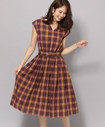 Andemiu アンデミュウ の ムジ チェックフレアワンピース ワンピース Wear