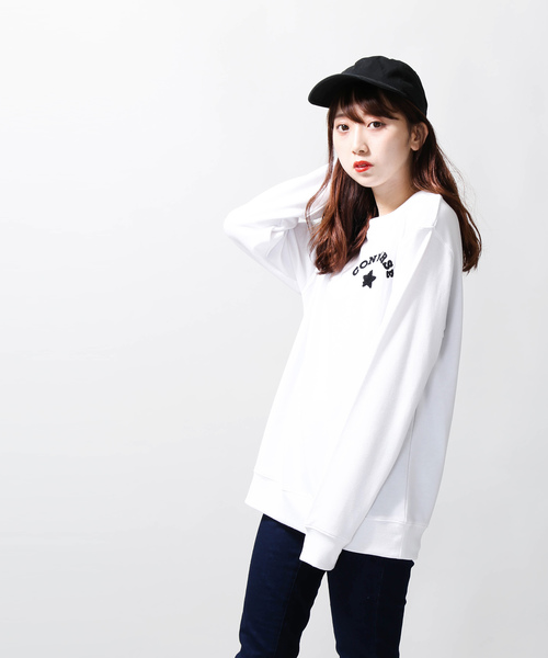 CONVERSE（コンバース）の「∴WEGO/CONVERSE別注サガラ刺繍プルオーバー（スウェット・メンズ・ホワイト/ブラック/ピンク/トリコロール/ワイン/ダークグリーン・MEDIUM/LARGE）」の7枚目の写真