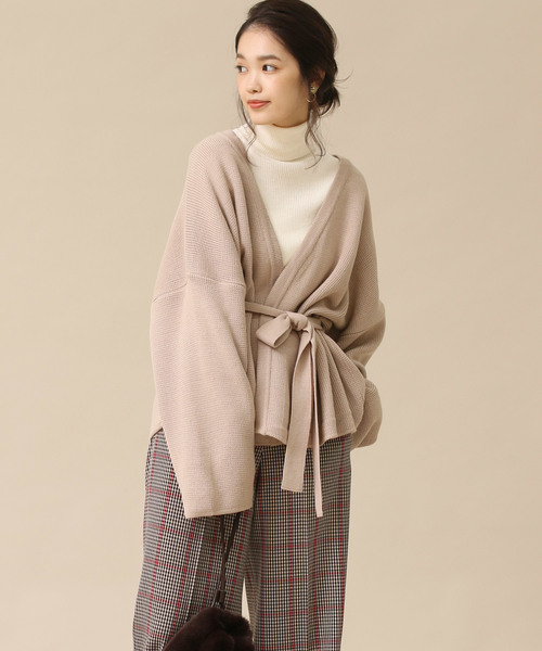 Gready Brilliant（グレディブリリアン）の「ウエストベルト 袖ワイドニットカーデ（カーディガン/ボレロ・レディース・ブラウン/グレイッシュベージュ/ブラック・FREE）」の3枚目の写真