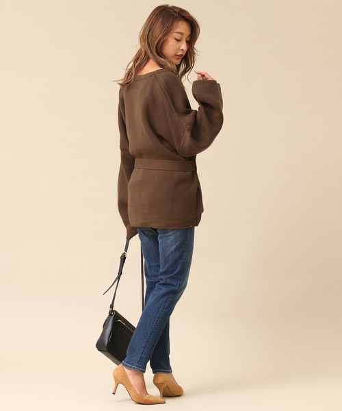 Gready Brilliant（グレディブリリアン）の「ウエストベルト 袖ワイドニットカーデ（カーディガン/ボレロ・レディース・ブラウン/グレイッシュベージュ/ブラック・FREE）」の12枚目の写真