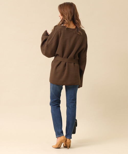 Gready Brilliant（グレディブリリアン）の「ウエストベルト 袖ワイドニットカーデ（カーディガン/ボレロ・レディース・ブラウン/グレイッシュベージュ/ブラック・FREE）」の5枚目の写真