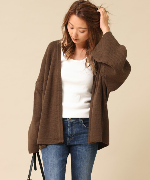 Gready Brilliant（グレディブリリアン）の「ウエストベルト 袖ワイドニットカーデ（カーディガン/ボレロ・レディース・ブラウン/グレイッシュベージュ/ブラック・FREE）」の15枚目の写真