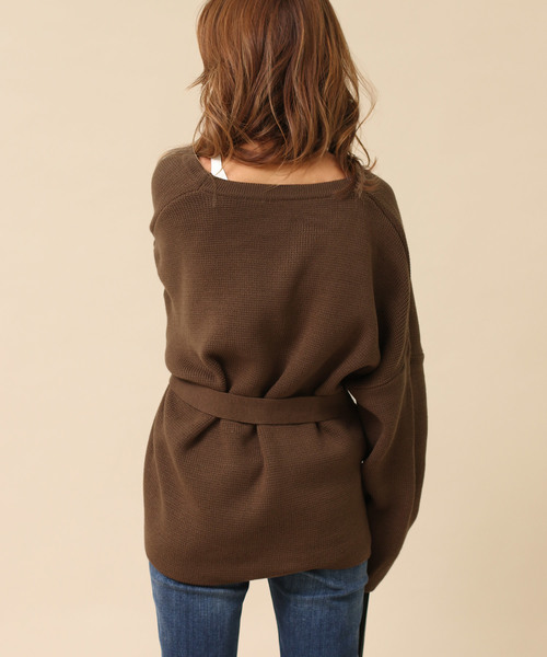 Gready Brilliant（グレディブリリアン）の「ウエストベルト 袖ワイドニットカーデ（カーディガン/ボレロ・レディース・ブラウン/グレイッシュベージュ/ブラック・FREE）」の14枚目の写真