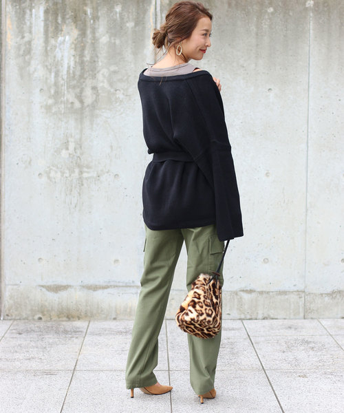 Gready Brilliant（グレディブリリアン）の「ウエストベルト 袖ワイドニットカーデ（カーディガン/ボレロ・レディース・ブラウン/グレイッシュベージュ/ブラック・FREE）」の22枚目の写真