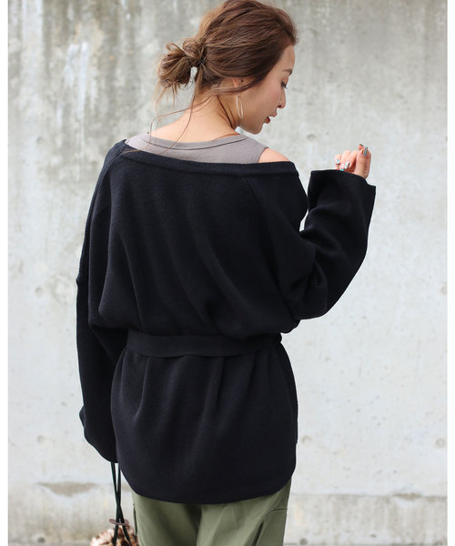 Gready Brilliant（グレディブリリアン）の「ウエストベルト 袖ワイドニットカーデ（カーディガン/ボレロ・レディース・ブラウン/グレイッシュベージュ/ブラック・FREE）」の20枚目の写真