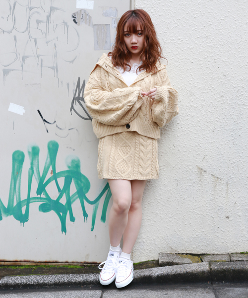 apres jour（アプレジュール）の「【1周年記念アイテム】ケーブルニット台形スカート【ZOZOTOWN限定アイテム】（スカート・レディース・ベージュ/ブラウン/クリーム/ラベンダー・フリー）」の11枚目の写真