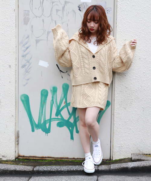 apres jour（アプレジュール）の「【1周年記念アイテム】ケーブルニット台形スカート【ZOZOTOWN限定アイテム】（スカート・レディース・ベージュ/ブラウン/クリーム/ラベンダー・フリー）」の22枚目の写真