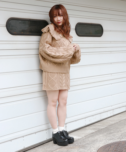 apres jour（アプレジュール）の「【1周年記念アイテム】ケーブルニット台形スカート【ZOZOTOWN限定アイテム】（スカート・レディース・ベージュ/ブラウン/クリーム/ラベンダー・フリー）」の21枚目の写真