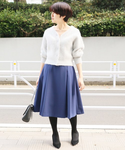 La TOTALITE(ラトータリテ)の「ストレッチカルゼフレアスカート◆(スカート・レディース・ブラック/ブルー系その他/キャメル・38/36/40)」の12枚目の写真