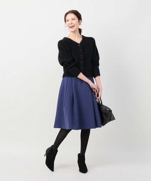 La TOTALITE(ラトータリテ)の「ストレッチカルゼフレアスカート◆(スカート・レディース・ブラック/ブルー系その他/キャメル・38/36/40)」の4枚目の写真