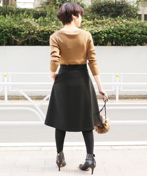 La TOTALITE(ラトータリテ)の「ストレッチカルゼフレアスカート◆(スカート・レディース・ブラック/ブルー系その他/キャメル・38/36/40)」の19枚目の写真