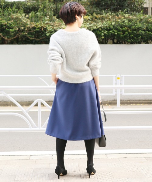 La TOTALITE(ラトータリテ)の「ストレッチカルゼフレアスカート◆(スカート・レディース・ブラック/ブルー系その他/キャメル・38/36/40)」の11枚目の写真