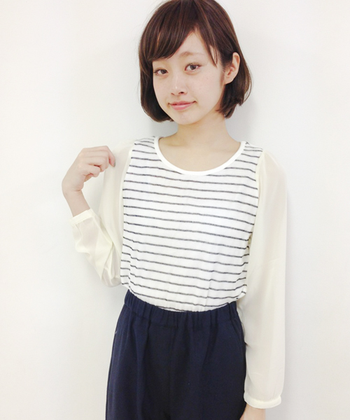 Kastane（カスタネ）の「【Kastane】袖シフォンP/O（Tシャツ/カットソー・レディース・ライトグレー/ネイビー/ホワイト/ブラック/その他/オフホワイト/ピンク・FREE）」の3枚目の写真