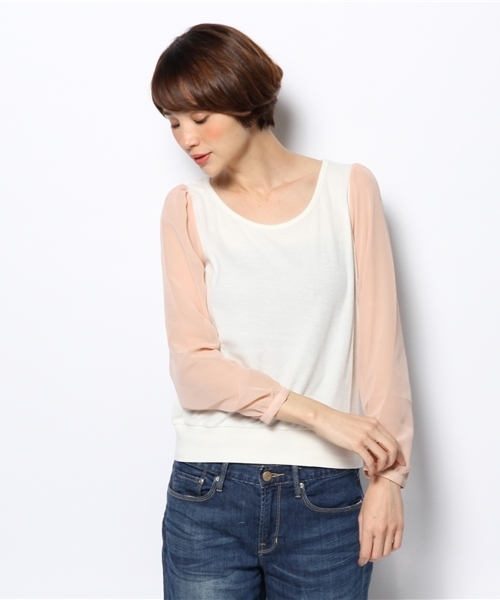 Kastane（カスタネ）の「【Kastane】袖シフォンP/O（Tシャツ/カットソー・レディース・ライトグレー/ネイビー/ホワイト/ブラック/その他/オフホワイト/ピンク・FREE）」の19枚目の写真