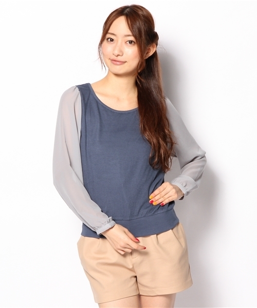 Kastane（カスタネ）の「【Kastane】袖シフォンP/O（Tシャツ/カットソー・レディース・ライトグレー/ネイビー/ホワイト/ブラック/その他/オフホワイト/ピンク・FREE）」の5枚目の写真