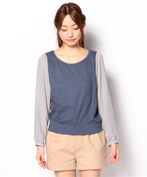 Kastane（カスタネ）の「【Kastane】袖シフォンP/O（Tシャツ/カットソー・レディース・ライトグレー/ネイビー/ホワイト/ブラック/その他/オフホワイト/ピンク・FREE）」の11枚目の写真