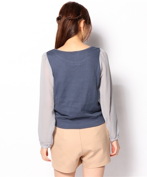 Kastane（カスタネ）の「【Kastane】袖シフォンP/O（Tシャツ/カットソー・レディース・ライトグレー/ネイビー/ホワイト/ブラック/その他/オフホワイト/ピンク・FREE）」の13枚目の写真