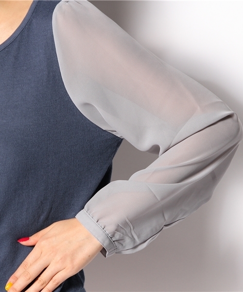 Kastane（カスタネ）の「【Kastane】袖シフォンP/O（Tシャツ/カットソー・レディース・ライトグレー/ネイビー/ホワイト/ブラック/その他/オフホワイト/ピンク・FREE）」の16枚目の写真