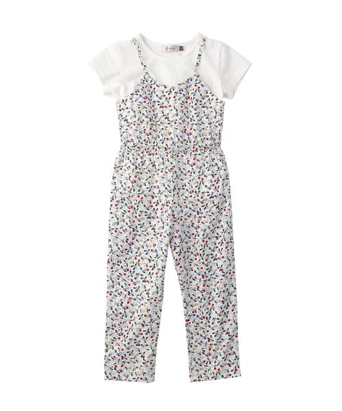 D.fesense（ディーフェセンス）の「【D.fesense /ディーフェセンス】チェリー柄サロペット＆Ｔセット（サロペット/オーバーオール・キッズ・オフホワイト/グレー・80ｃｍ/90cm/100cm/110cm）」の2枚目の写真