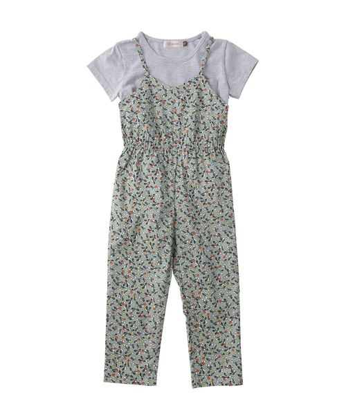 D.fesense（ディーフェセンス）の「【D.fesense /ディーフェセンス】チェリー柄サロペット＆Ｔセット（サロペット/オーバーオール・キッズ・オフホワイト/グレー・80ｃｍ/90cm/100cm/110cm）」の3枚目の写真