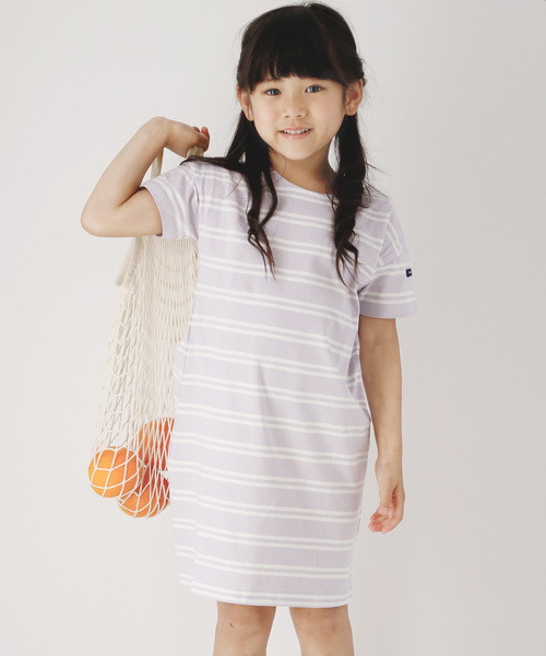 Catherine Cottage（キャサリンコテージ）の「オーガニックコットン ボーダーTシャツワンピ（ワンピース・キッズ・ブラック/ネイビー/レッド/ホワイト×ブラック/ライラック/ホワイト×ネイビー・90/100/110/120/130/140/160/150）」の5枚目の写真