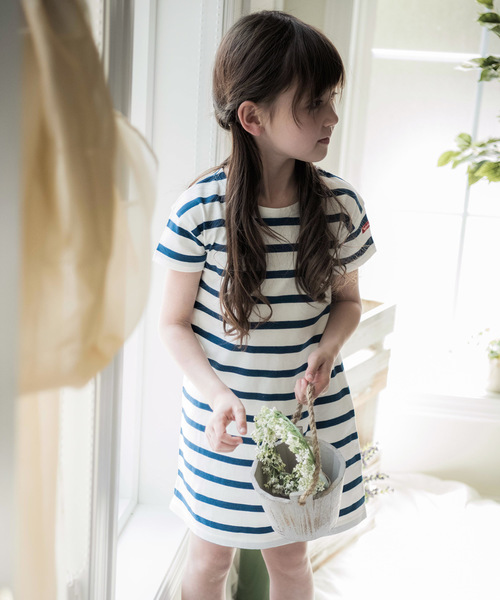 Catherine Cottage（キャサリンコテージ）の「オーガニックコットン ボーダーTシャツワンピ（ワンピース・キッズ・ブラック/ネイビー/レッド/ホワイト×ブラック/ライラック/ホワイト×ネイビー・90/100/110/120/130/140/160/150）」の11枚目の写真