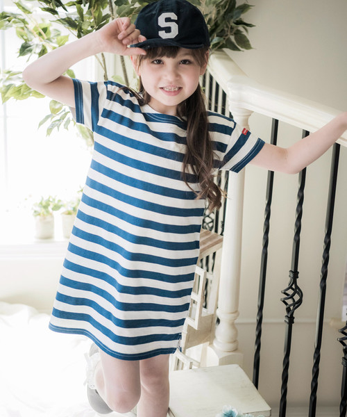 Catherine Cottage（キャサリンコテージ）の「オーガニックコットン ボーダーTシャツワンピ（ワンピース・キッズ・ブラック/ネイビー/レッド/ホワイト×ブラック/ライラック/ホワイト×ネイビー・90/100/110/120/130/140/160/150）」の16枚目の写真