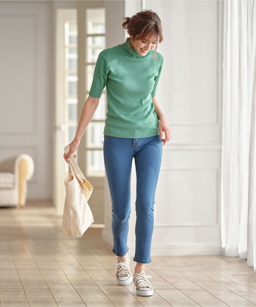 KOBE LETTUCE(コウベレタス)の「タートルネック5分袖ハイゲージスプリングニットトップス(ニット/セーター・レディース・ライトグレー/ブラック/オフホワイト/オリーブ/ピンク系その他・FREE)」の17枚目の写真