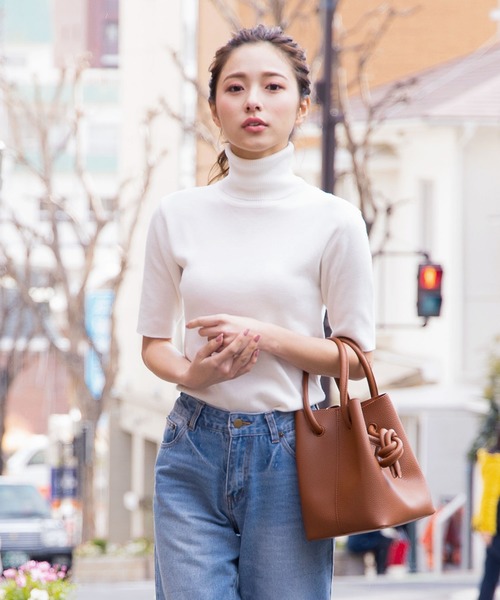 KOBE LETTUCE(コウベレタス)の「タートルネック5分袖ハイゲージスプリングニットトップス(ニット/セーター・レディース・ライトグレー/ブラック/オフホワイト/オリーブ/ピンク系その他・FREE)」の19枚目の写真