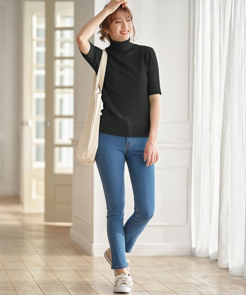 KOBE LETTUCE(コウベレタス)の「タートルネック5分袖ハイゲージスプリングニットトップス(ニット/セーター・レディース・ライトグレー/ブラック/オフホワイト/オリーブ/ピンク系その他・FREE)」の22枚目の写真