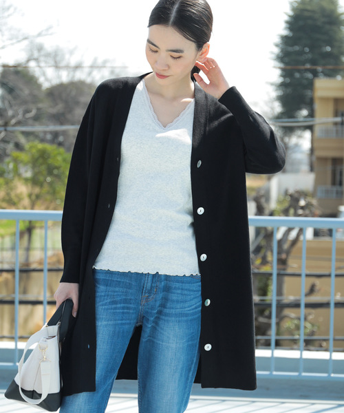 AMERICAN HOLIC（アメリカンホリック）の「ロングカーディガン（カーディガン/ボレロ・レディース・ブラック/ベージュ/アイボリー/グレー系その他・FREE）」の2枚目の写真