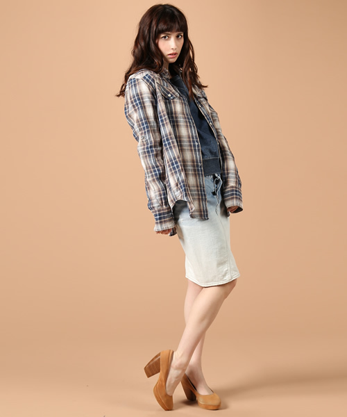 goa（ゴア）の「リネンコットンオリジナルチェックシャツ（シャツ/ブラウス・レディース・ベージュ/グリーン/ブルー/レッド・FREE）」の3枚目の写真