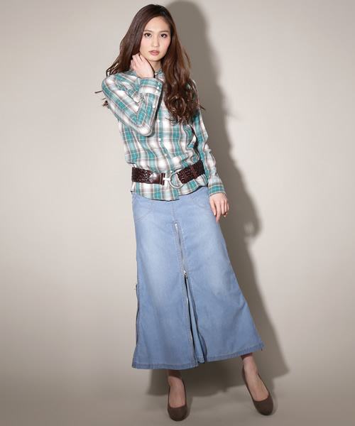 goa（ゴア）の「リネンコットンオリジナルチェックシャツ（シャツ/ブラウス・レディース・ベージュ/グリーン/ブルー/レッド・FREE）」の2枚目の写真