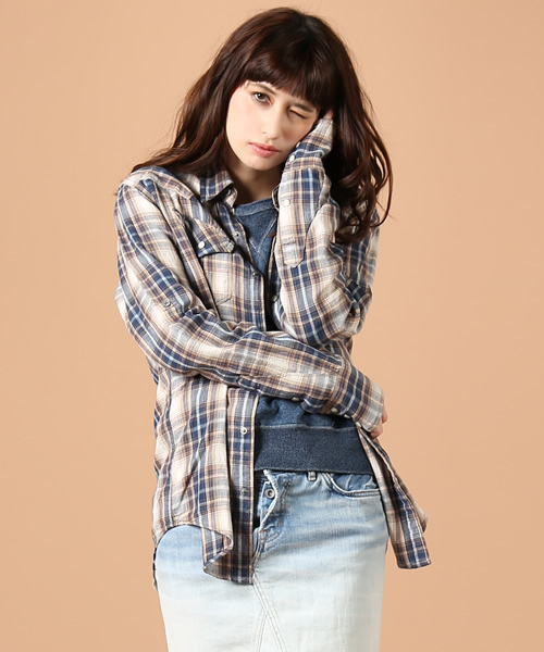 goa（ゴア）の「リネンコットンオリジナルチェックシャツ（シャツ/ブラウス・レディース・ベージュ/グリーン/ブルー/レッド・FREE）」の18枚目の写真