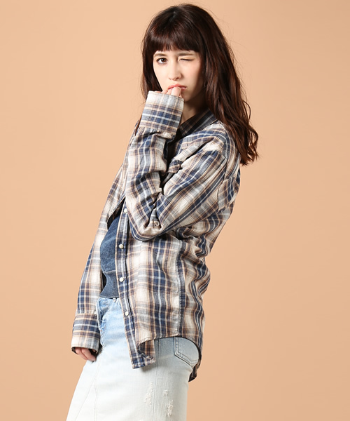 goa（ゴア）の「リネンコットンオリジナルチェックシャツ（シャツ/ブラウス・レディース・ベージュ/グリーン/ブルー/レッド・FREE）」の17枚目の写真